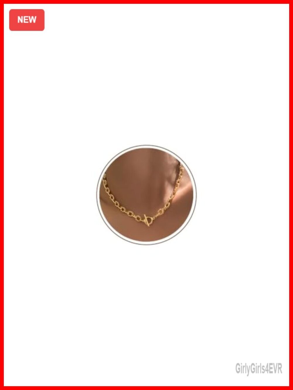 Chunky Gold Plated Twisted Oval Link Chain Choker Necklace with Toggle Clasp